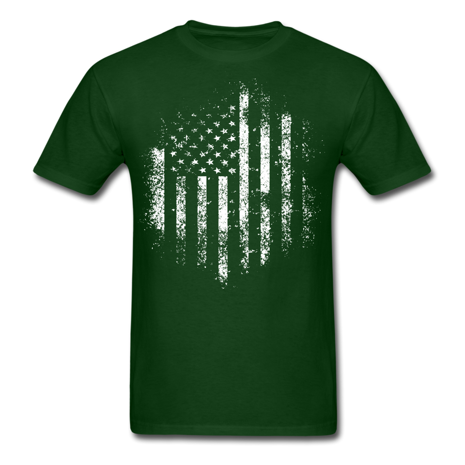 USA Distressed Flag Men T Shirt Patriotic American Tee T-Shirt Size S-6XL - forest green