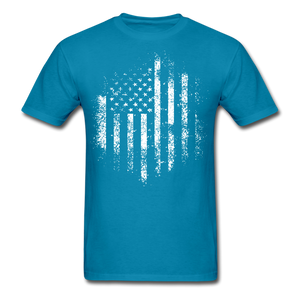 USA Distressed Flag Men T Shirt Patriotic American Tee T-Shirt Size S-6XL - turquoise