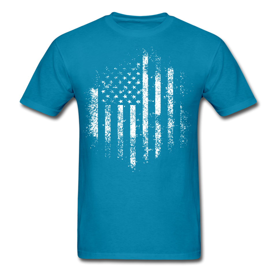 USA Distressed Flag Men T Shirt Patriotic American Tee T-Shirt Size S-6XL - turquoise
