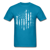 USA Distressed Flag Men T Shirt Patriotic American Tee T-Shirt Size S-6XL - turquoise