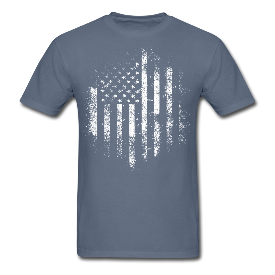USA Distressed Flag Men T Shirt Patriotic American Tee T-Shirt Size S-6XL - denim