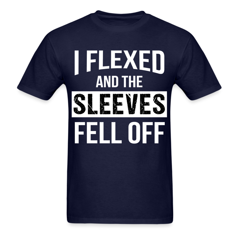 I flexed and the sleeves fell off shirt Gym Fitness T-Shirt size S-6XL - navy