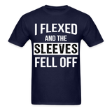 I flexed and the sleeves fell off shirt Gym Fitness T-Shirt size S-6XL - navy